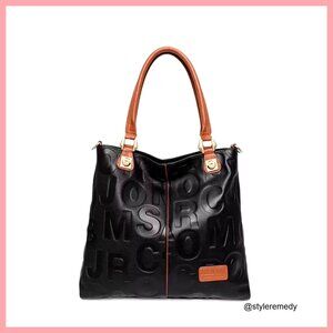 Cowhide Handbag with Detachable Strap Large Capacity Shoulder Bag
